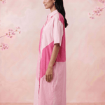 Blush Beam Button Down Collared Shirt Style Dress - Western Era Dresses for women