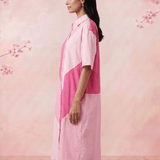 Blush Beam Button Down Collared Shirt Style Dress - Western Era Dresses for women