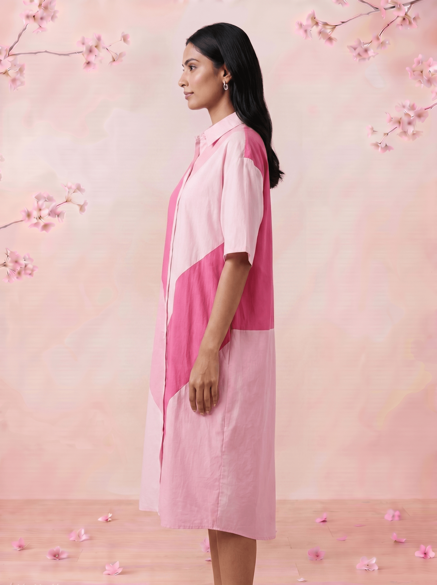 Blush Beam Button Down Collared Shirt Style Dress - Western Era Dresses for women