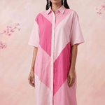 Blush Beam Button Down Collared Shirt Style Dress - Western Era Dresses for women