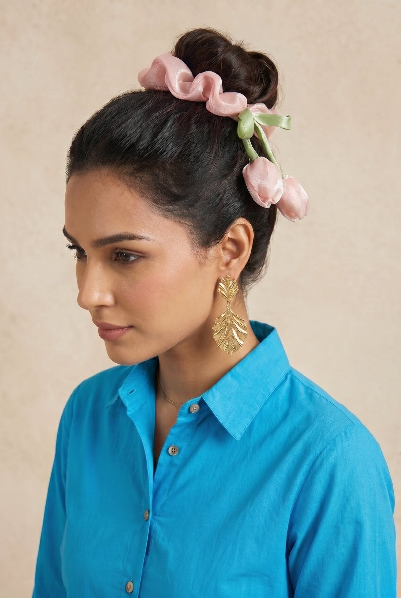 Blush Tulip Satin Silk Scrunchie - Western Era Accessories for women