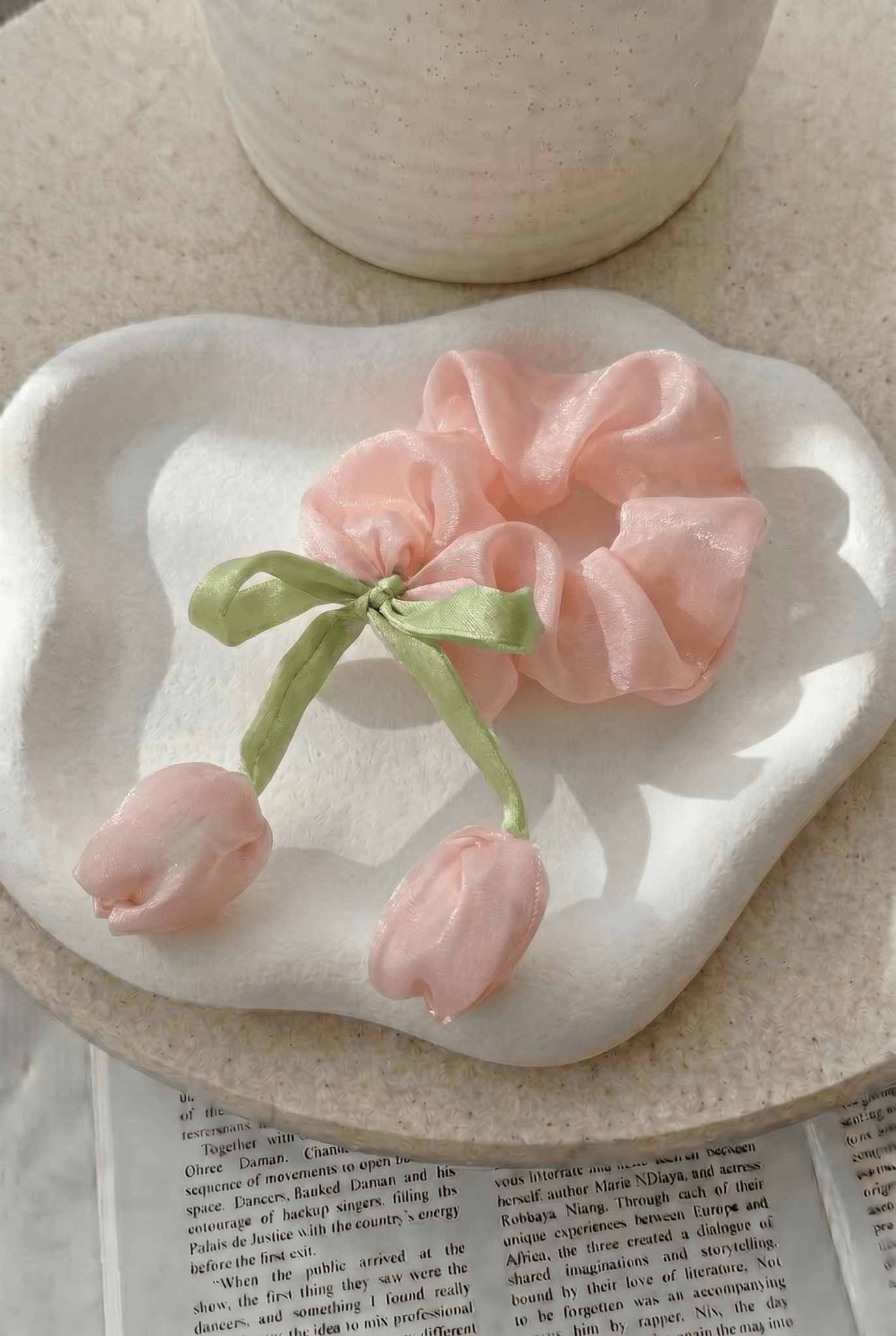 Blush Tulip Satin Silk Scrunchie - Western Era Accessories for women