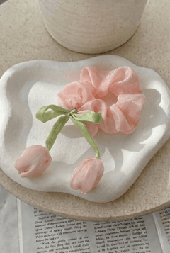 Blush Tulip Satin Silk Scrunchie - Western Era Accessories for women