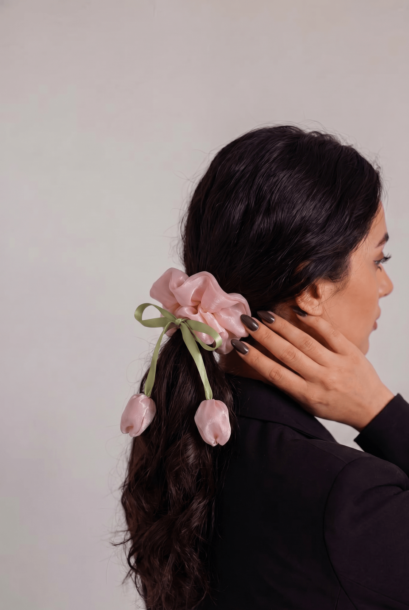 Blush Tulip Satin Silk Scrunchie - Western Era Accessories for women