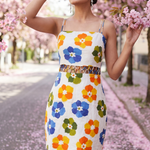 Breathable Cotton Floral Print Multi Strap Short Dress - Western Era Tops for women