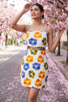 Breathable Cotton Floral Print Multi Strap Short Dress - Western Era Tops for women