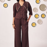 Brune Embellished Waistcoat Top & Wide - Leg Pants Co - Ord Set - Western Era Co - ord set for women