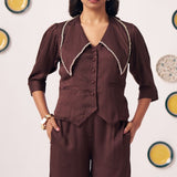 Brune Embellished Waistcoat Top & Wide - Leg Pants Co - Ord Set - Western Era Co - ord set for women