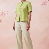 Celery Green Handcrafted Loop Buttons Top - Western Era Tops for women