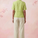 Celery Green Handcrafted Loop Buttons Top - Western Era Tops for women