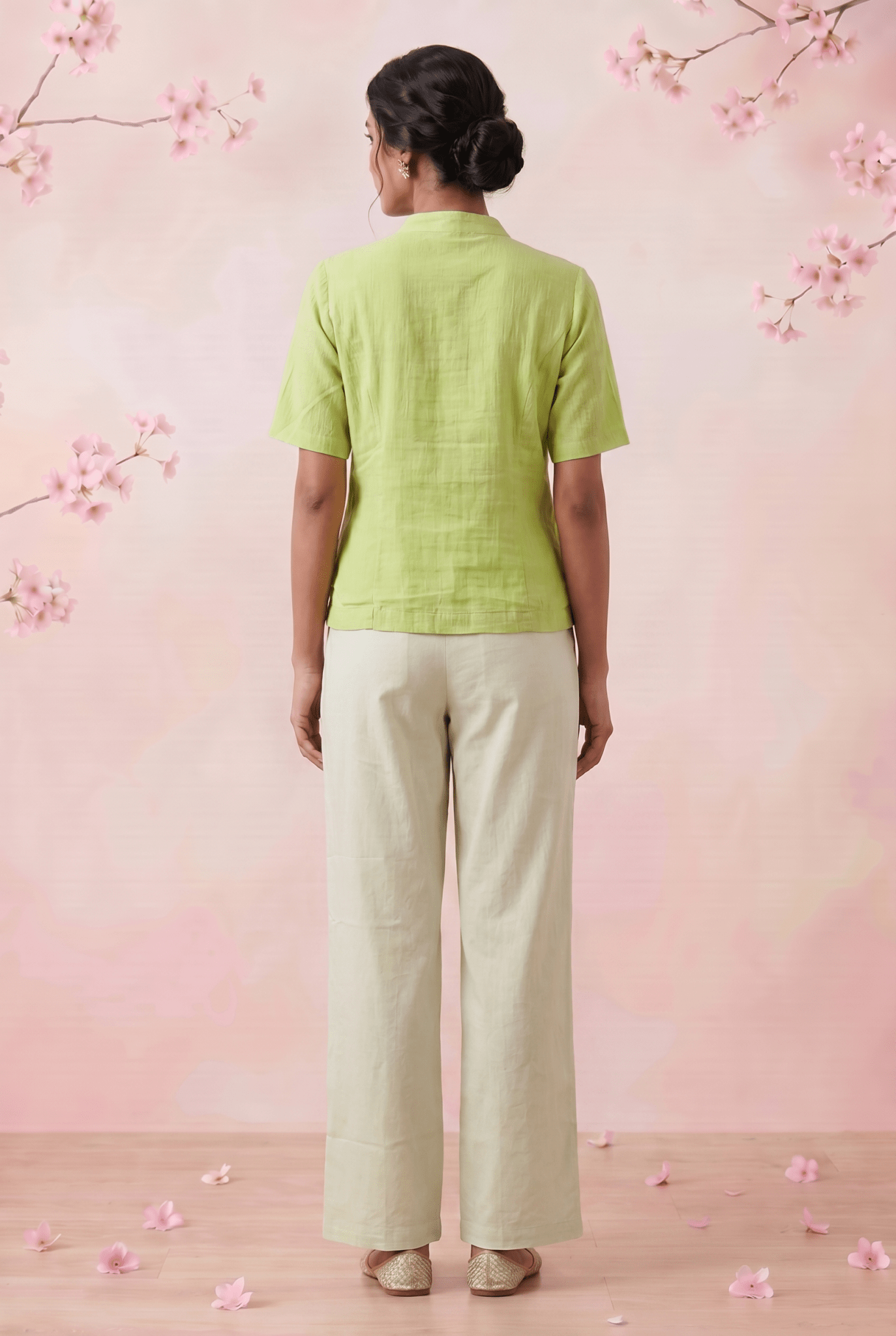 Celery Green Handcrafted Loop Buttons Top - Western Era Tops for women