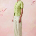 Celery Green Handcrafted Loop Buttons Top - Western Era Tops for women