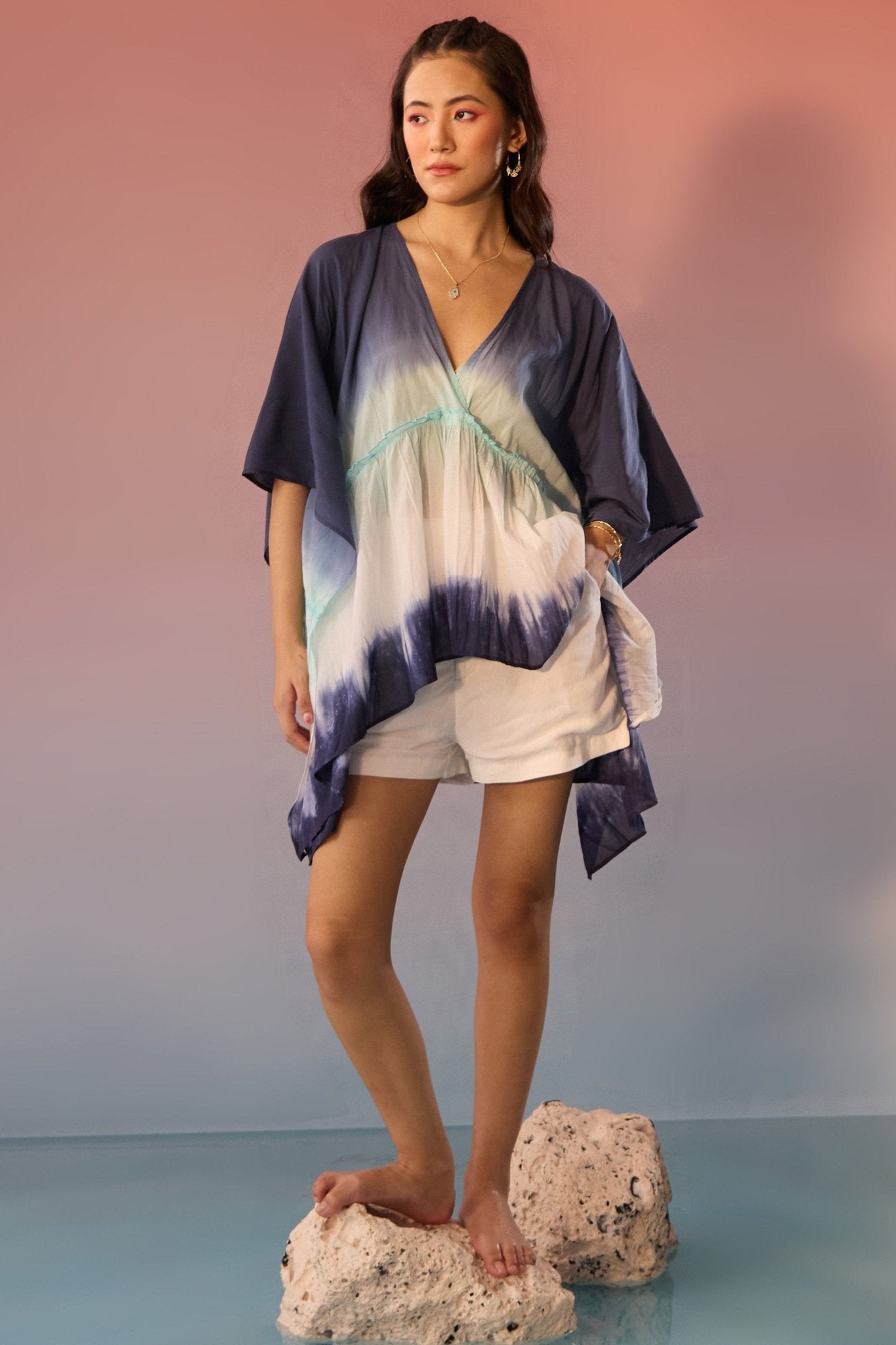 Cerulean Blue Ombre Oversized Kaftan - Western Era Dresses for women