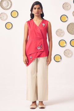 Chintz Embellished Embroidery Asymmetric Top Set