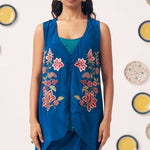 Chintz Embroidered Teal Top Skirt Set - Western Era Co - ord set for women
