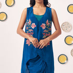 Chintz Embroidered Teal Top Skirt Set - Western Era Co - ord set for women