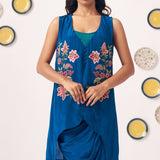 Chintz Embroidered Teal Top Skirt Set - Western Era Co - ord set for women