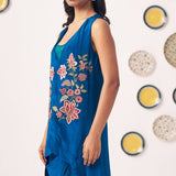 Chintz Embroidered Teal Top Skirt Set - Western Era Co - ord set for women
