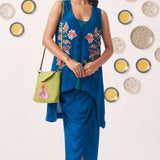 Chintz Embroidered Teal Top Skirt Set - Western Era Co - ord set for women