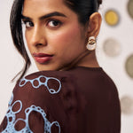 Chocolate Brown Bubble Embroidered Jacket - Western Era Tops for women