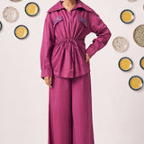 Co - ord Set with Embroidered Pocket Detailing - Western Era Co - ord set for women