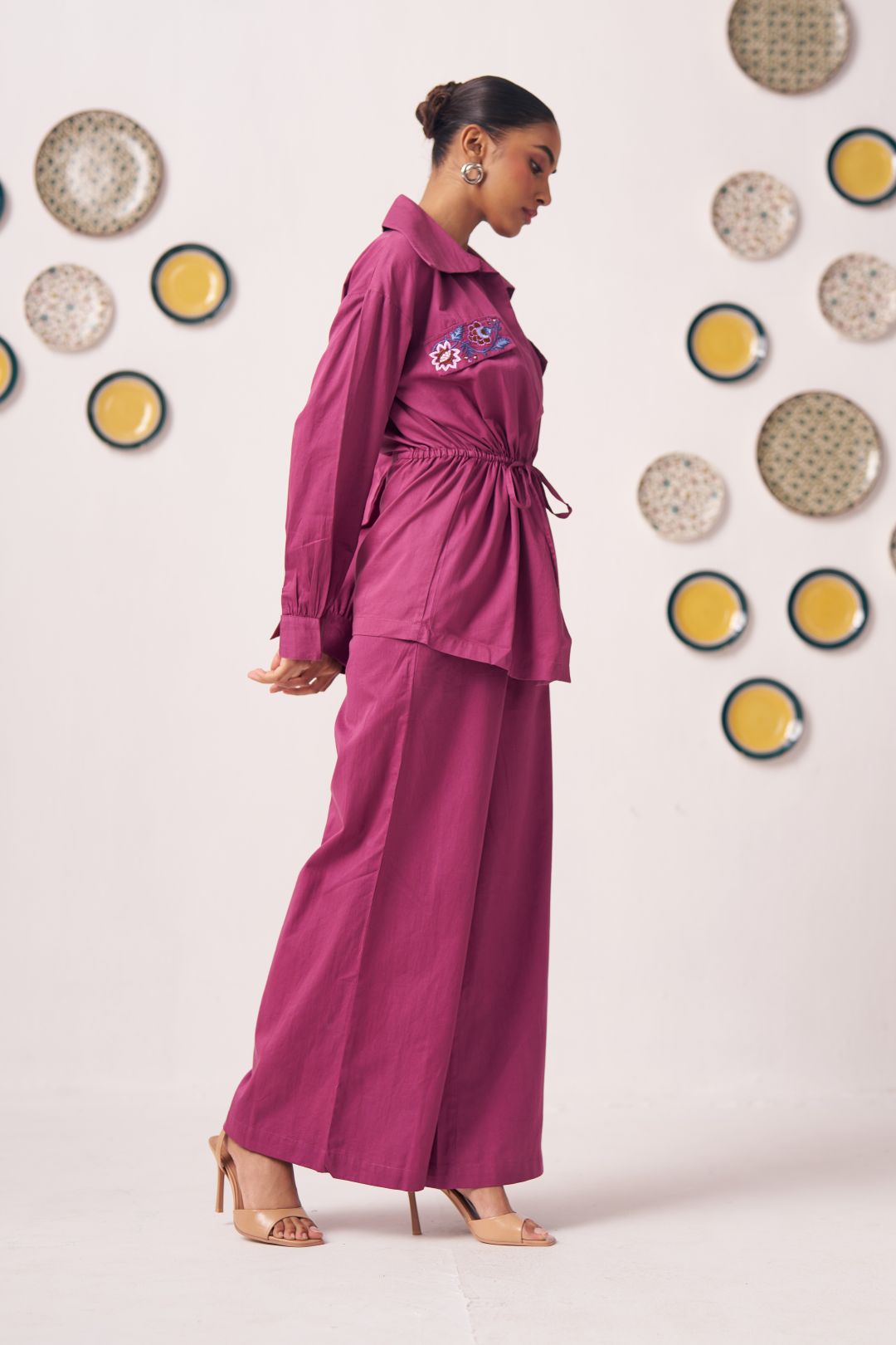 Co - ord Set with Embroidered Pocket Detailing - Western Era Co - ord set for women