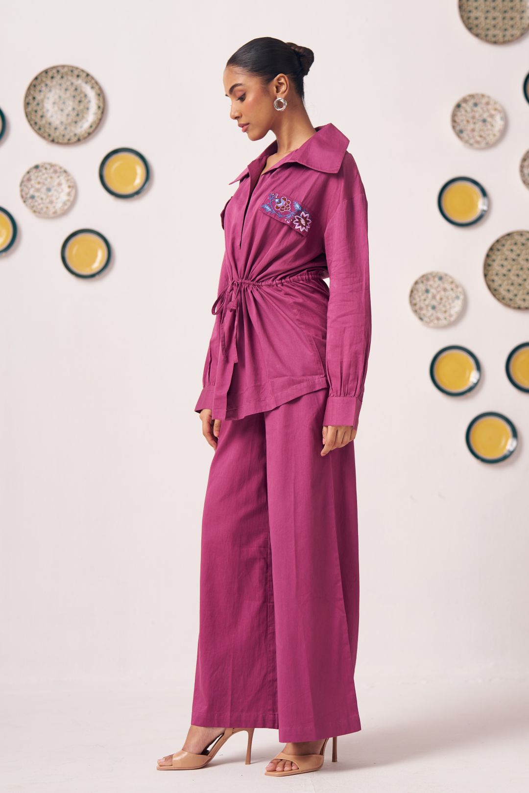 Co - ord Set with Embroidered Pocket Detailing - Western Era Co - ord set for women