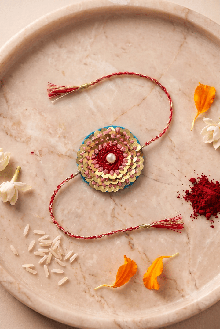 Colorful Handcrafted Floral Bead and Pearl Rakhi - Western Era Rakhi for women