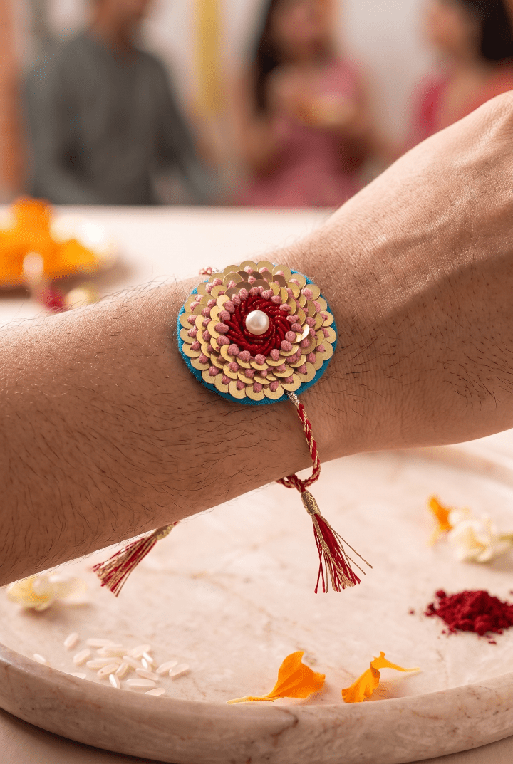 Colorful Handcrafted Floral Bead and Pearl Rakhi - Western Era Rakhi for women
