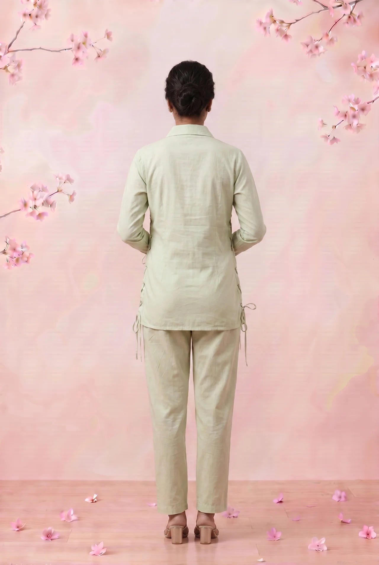 Concentric Circle Embroidered Full Sleeve Longline Shirt - Western Era Tops for women