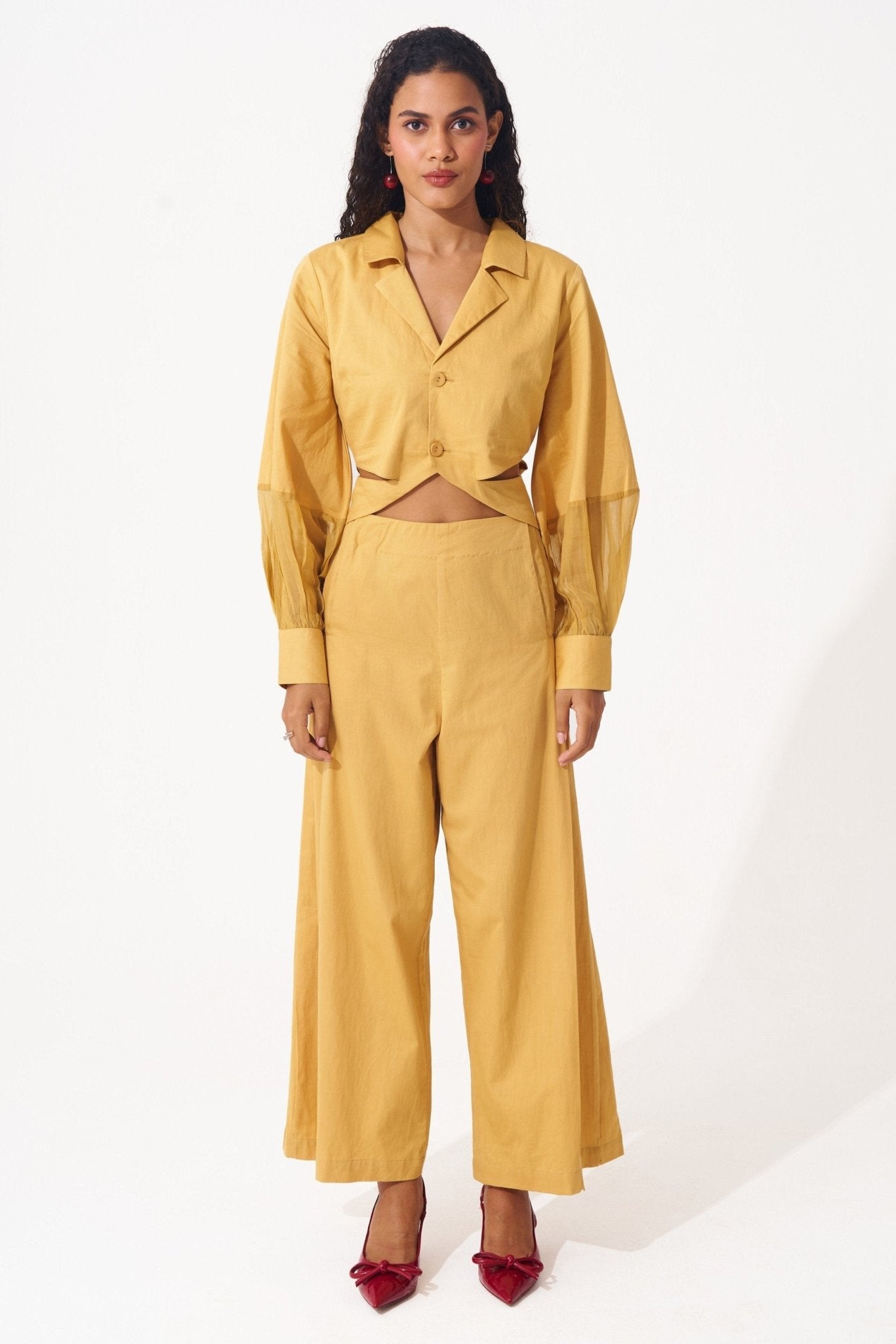 Cotton Co - ord Set With Embellished Back and Side Cutout - Western Era Cordset for women