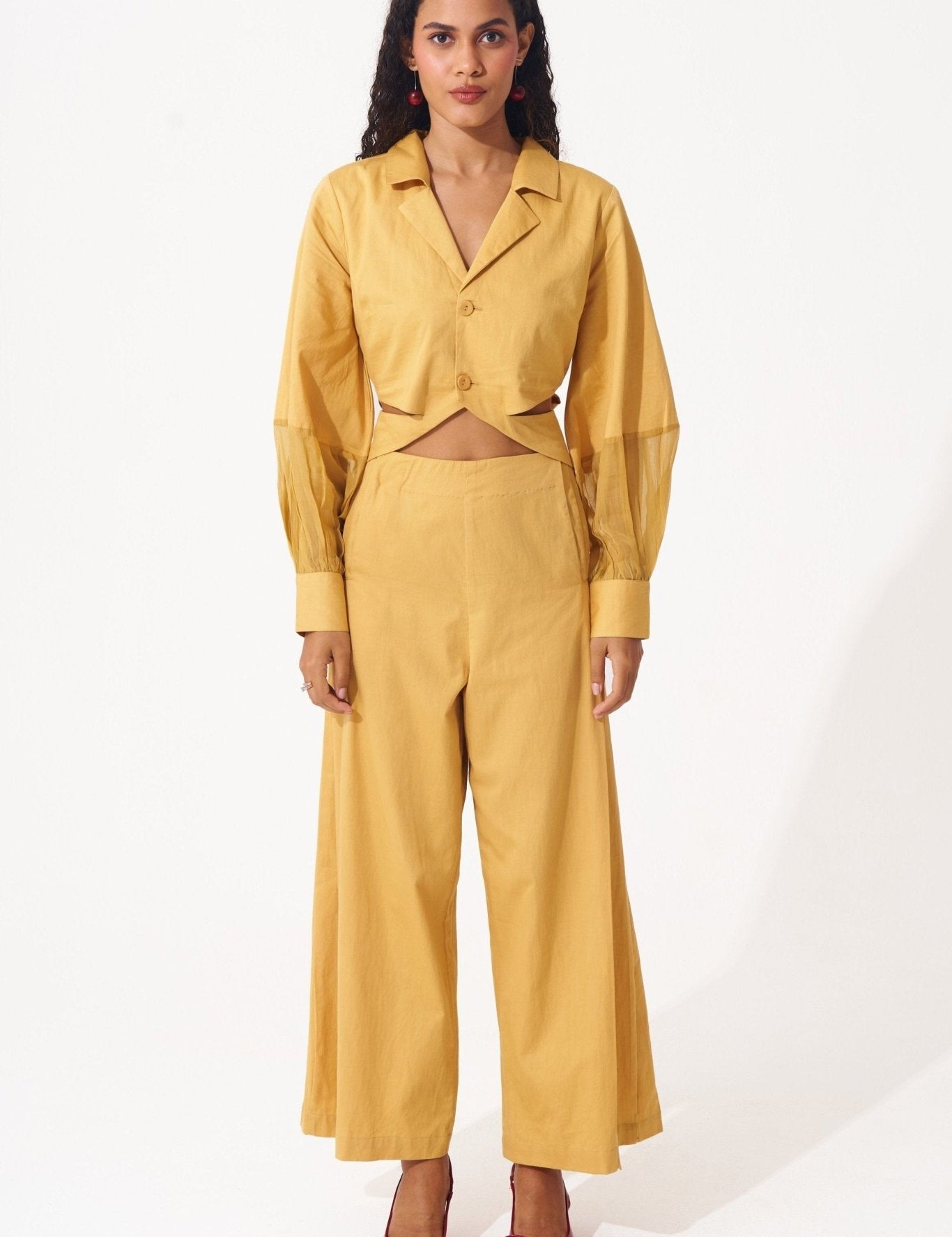 Cotton Co - ord Set With Embellished Back and Side Cutout - Western Era Cordset for women