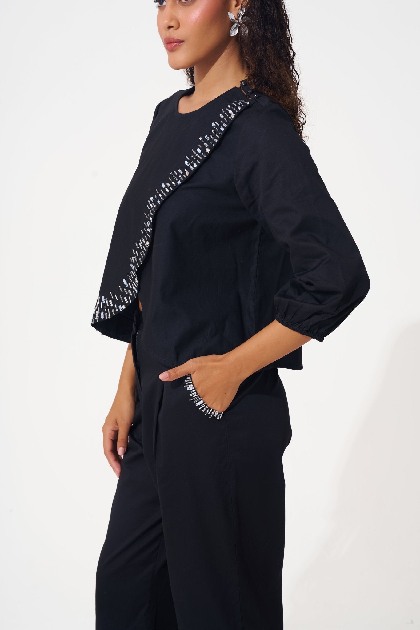 Cotton Co - ord Set with Embellished Border and Pocket - Western Era Cordset for women