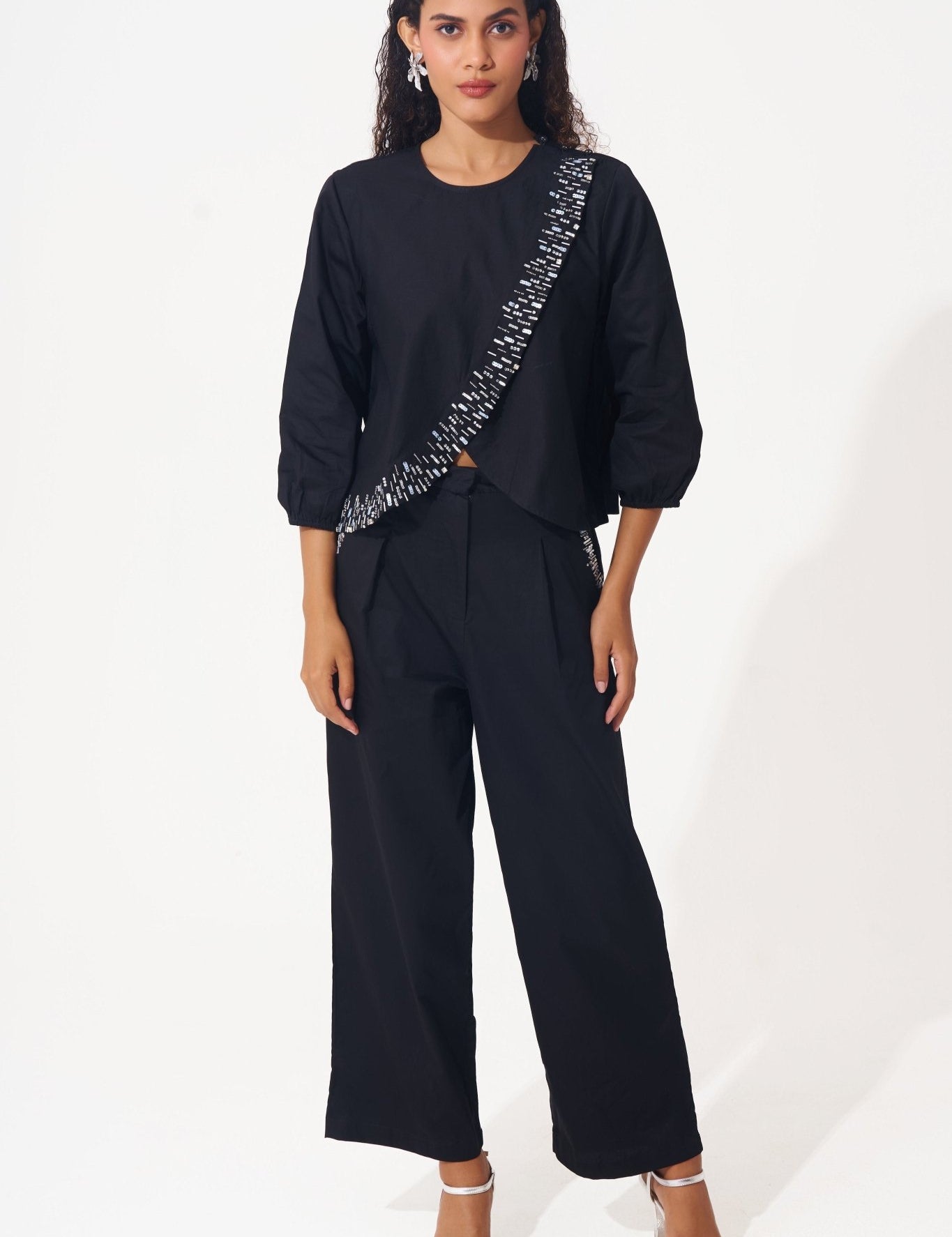 Cotton Co - ord Set with Embellished Border and Pocket - Western Era Cordset for women