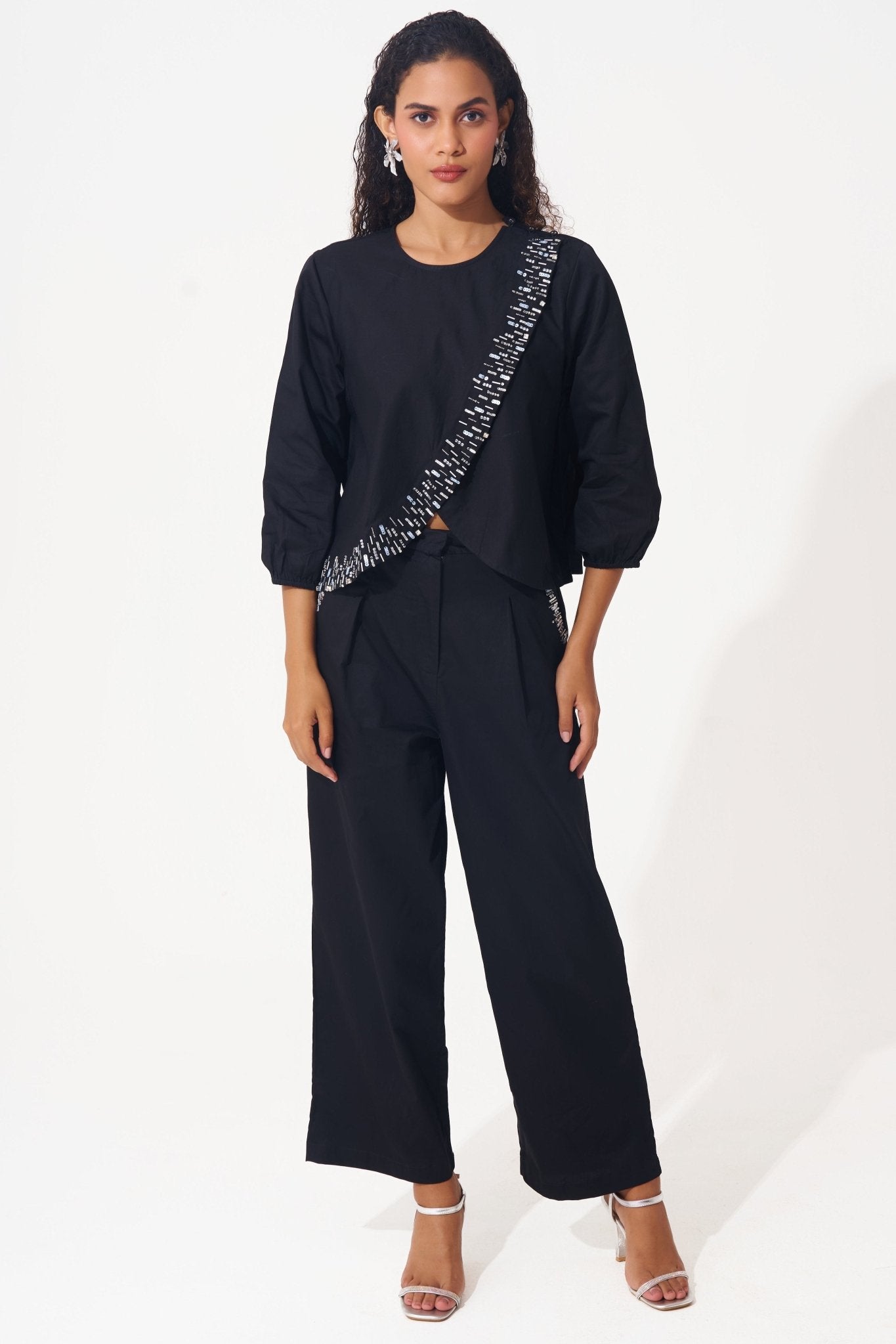 Cotton Co - ord Set with Embellished Border and Pocket - Western Era Cordset for women