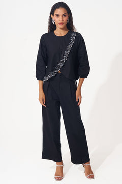 Cotton Co-ord Set with Embellished Border and Pocket