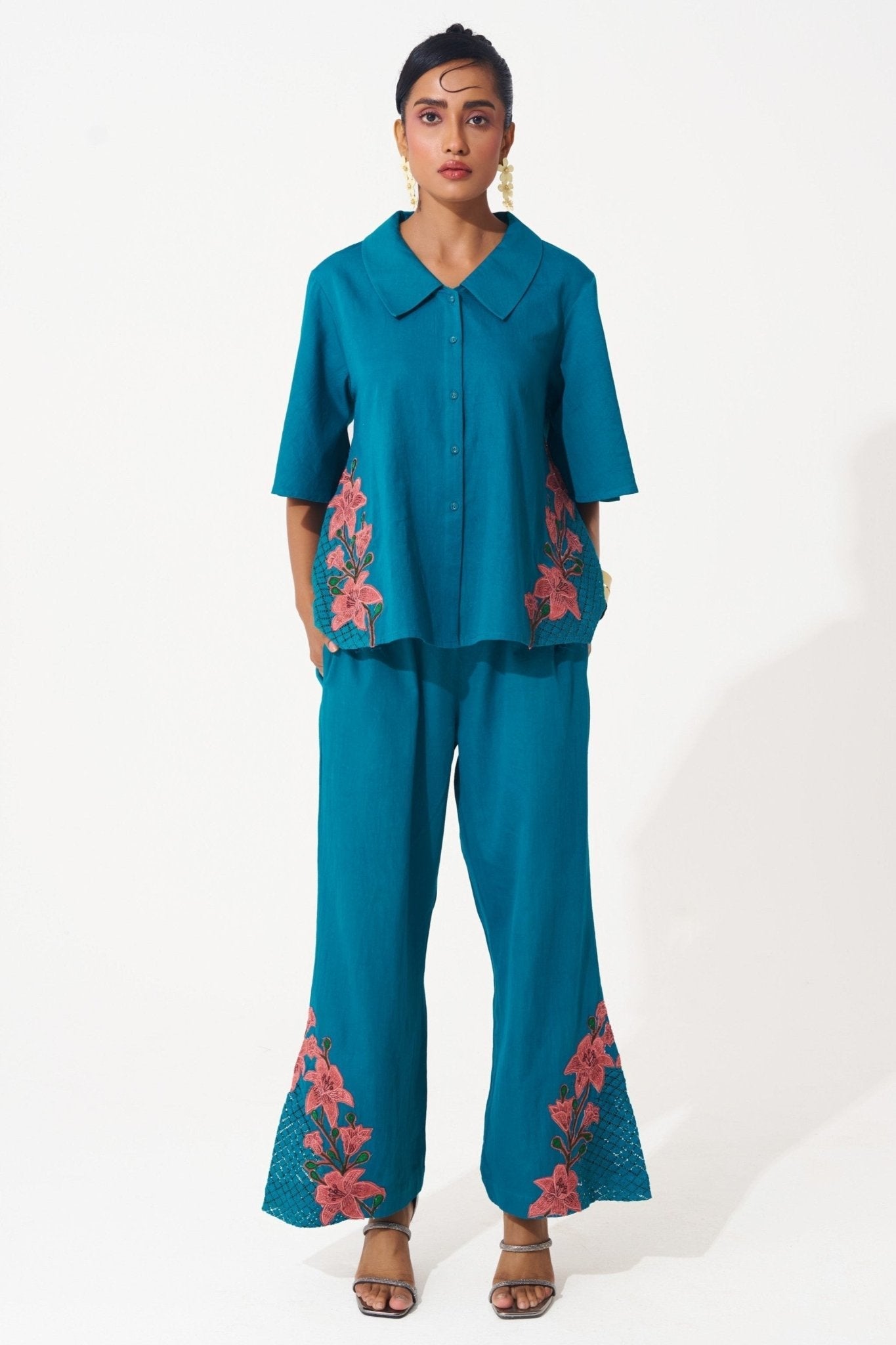 Cotton Co - ord Set with Side Mesh Detail - Western Era Cordset for women