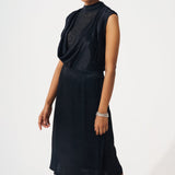 Cowl Neck Dress with Fine Embellished Neck - Western Era Dresses for women