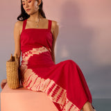 Crimson and Ivory Bandhani Tie Dye Dress - Western Era Dresses for women