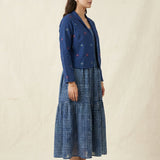 Crop Heritage Jacket with Geometric Cross - Stitch Patterns - Western Era Tops for women