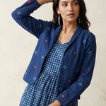 Crop Heritage Jacket with Geometric Cross - Stitch Patterns - Western Era Tops for women