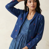 Crop Heritage Jacket with Geometric Cross - Stitch Patterns - Western Era Tops for women