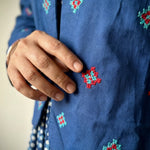 Crop Heritage Jacket with Geometric Cross - Stitch Patterns - Western Era Tops for women