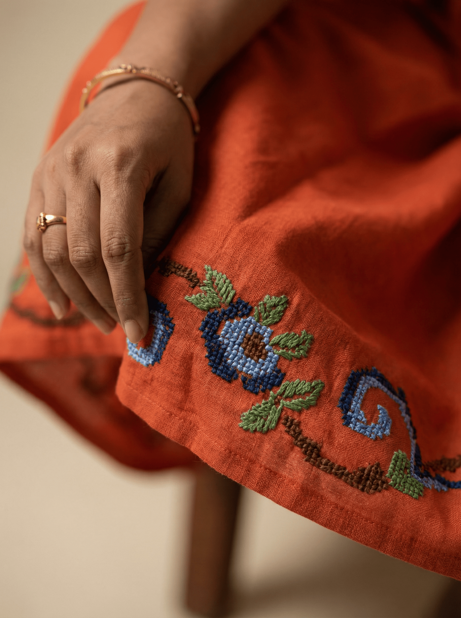 Crosscraft Gathered Dress with Embroidered Panel - Western Era Dresses for women