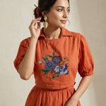 Crossloom Tie - Up with Adjustable Knot Embroidered Overtop - Western Era Tops for women