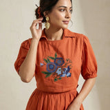 Crossloom Tie - Up with Adjustable Knot Embroidered Overtop - Western Era Tops for women