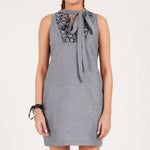 Cutwork yoke tie dress - Western Era Dresses for women