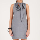Cutwork yoke tie dress - Western Era Dresses for women
