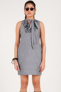 Cutwork yoke tie dress - Western Era Dresses for women