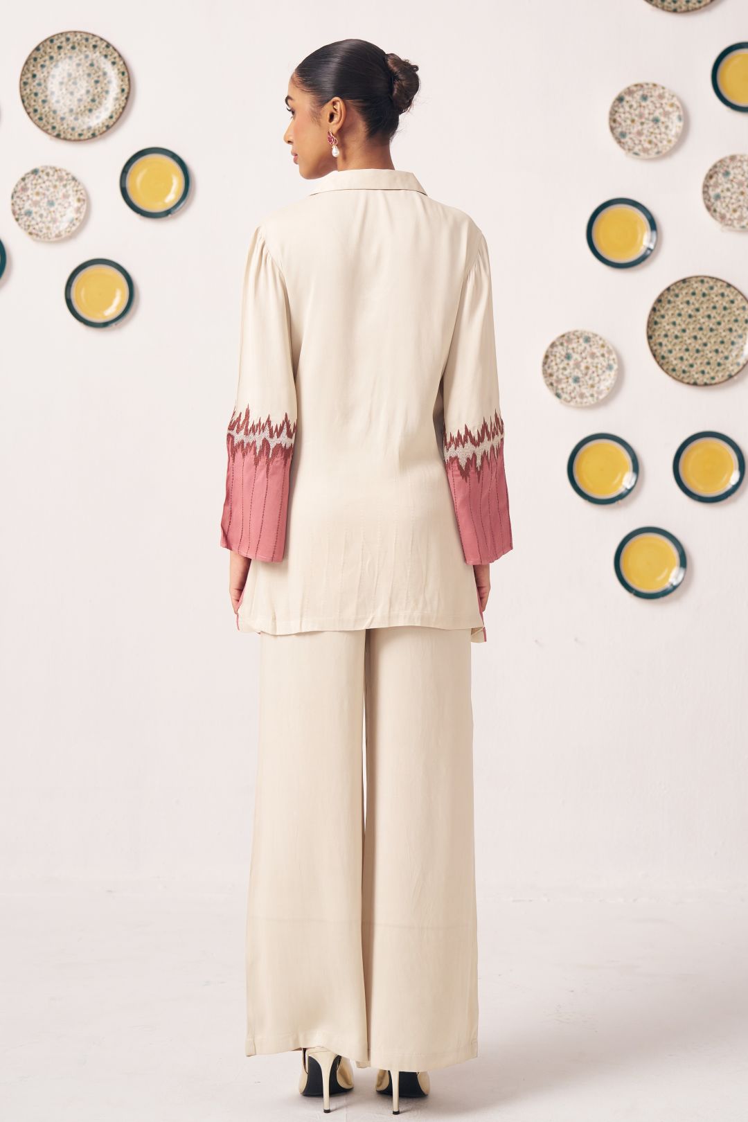 Dawn Ivory & Rose Ombre Tunic with Wide - Leg Pants Co - Ord Set - Western Era Co - ord set for women